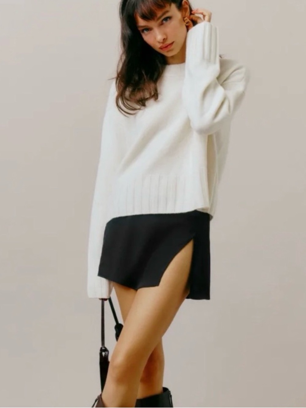 NET Reformation Black Mini Skirt with Side Slit - the Margot